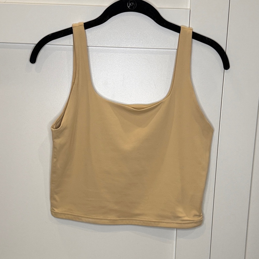 Amazon Women's Beige Scoop Neck Crop Tank Top